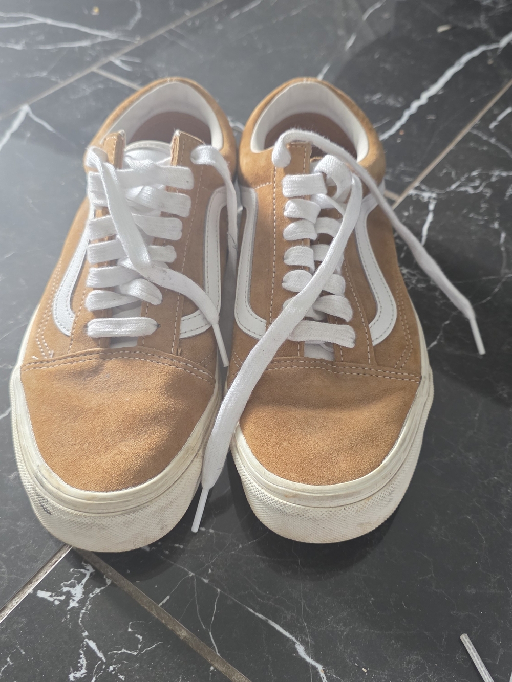 Vans Old Skool Suede Sneakers in Tan with White Stripe